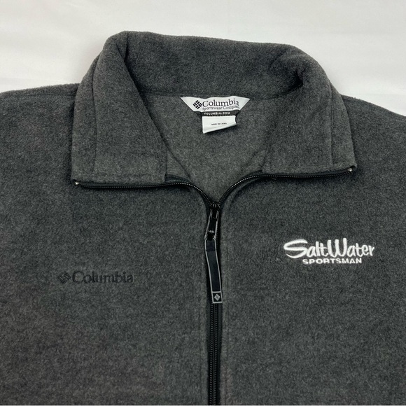 Columbia Salt Water Sportsman Mens Fleece Vest Sz Large Dark Grey Full Zip B7 - Picture 3 of 7